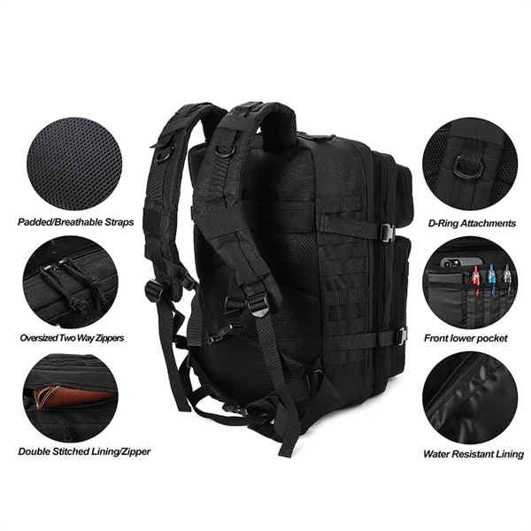 Custom Large Hiking Molle 3 Day military Tactical Backpack - Custom Large Hiking Molle 3 Day military Tactical Backpack - Image 3 of 10