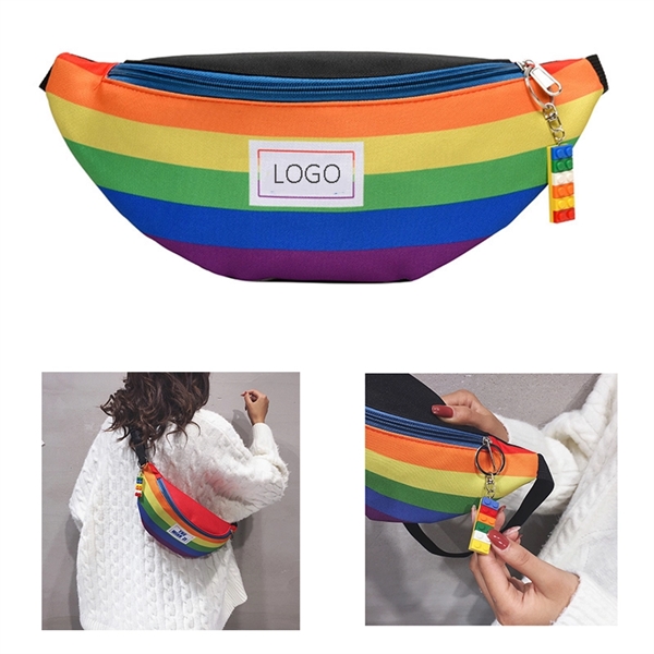 LGBT Rainbow Fanny Pack Gay Pride Waist Bag Strip Chest - LGBT Rainbow Fanny Pack Gay Pride Waist Bag Strip Chest - Image 0 of 3