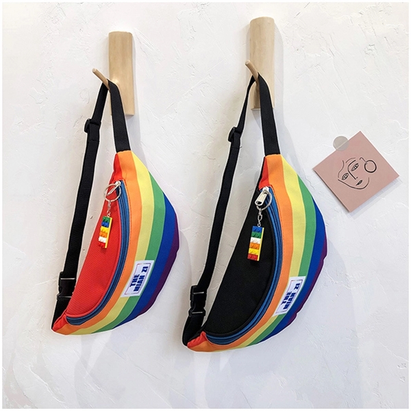 LGBT Rainbow Fanny Pack Gay Pride Waist Bag Strip Chest - LGBT Rainbow Fanny Pack Gay Pride Waist Bag Strip Chest - Image 1 of 3
