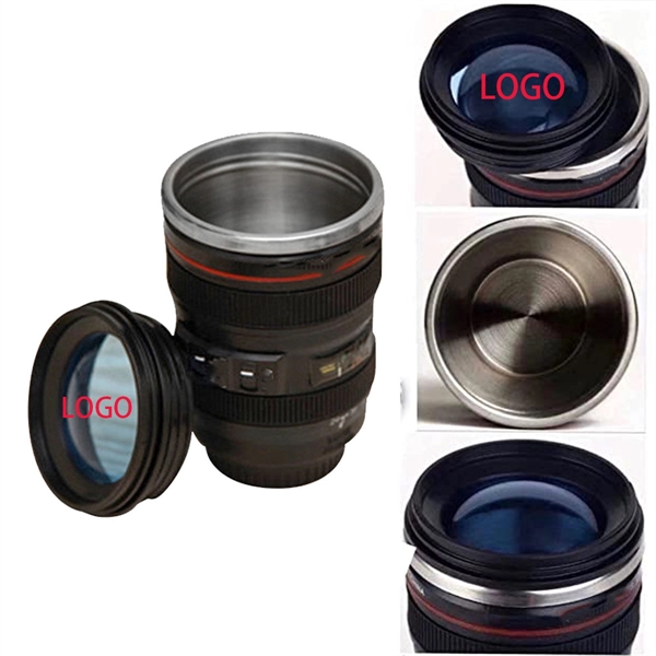 11.84 Oz Camera Lens Shape Stainless Steel Tumbler With Lid