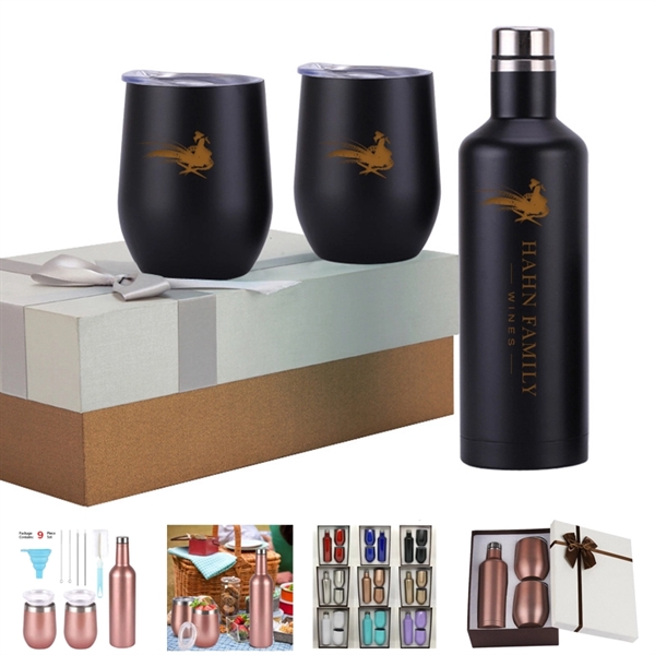 Luxury Wine Tumbler Gift Set - Bottle and Two Cups - Luxury Wine Tumbler Gift Set - Bottle and Two Cups - Image 0 of 3