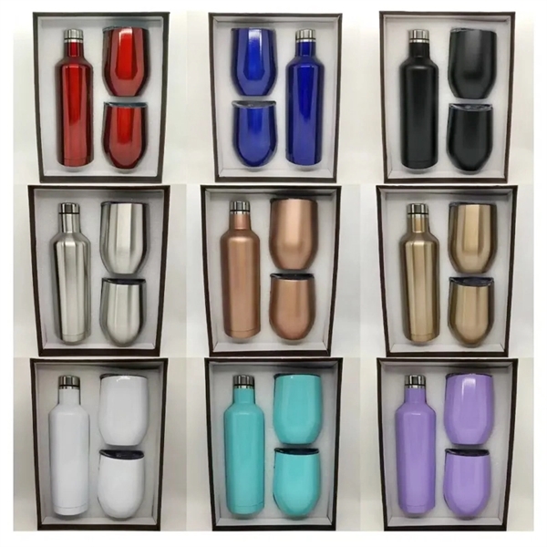 Luxury Wine Tumbler Gift Set - Bottle and Two Cups - Luxury Wine Tumbler Gift Set - Bottle and Two Cups - Image 2 of 3
