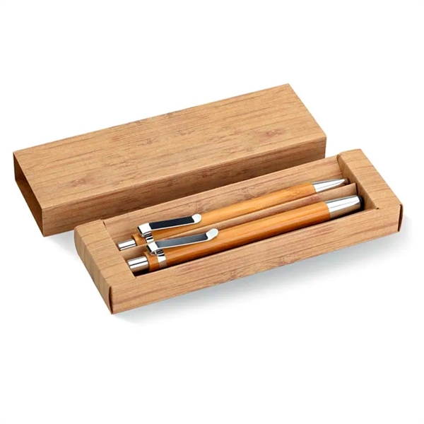 GreenGift InkPair Bamboo Stylus Pens Set - Black/Blue Ink - GreenGift InkPair Bamboo Stylus Pens Set - Black/Blue Ink - Image 1 of 5