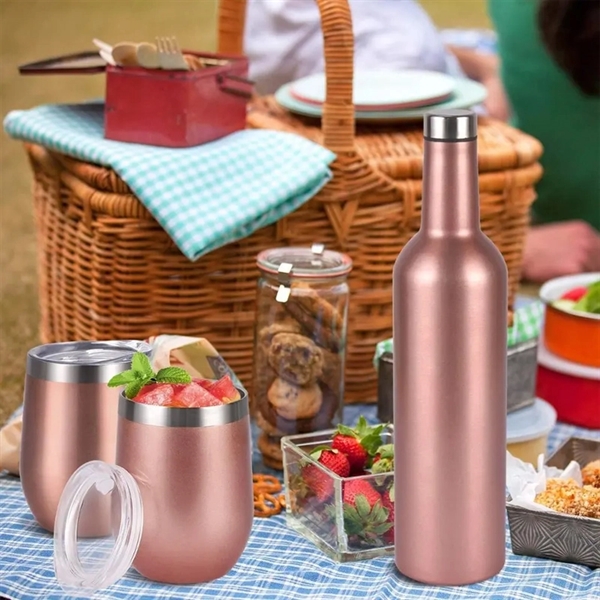 Luxury Wine Tumbler Gift Set - Bottle and Two Cups - Luxury Wine Tumbler Gift Set - Bottle and Two Cups - Image 1 of 3