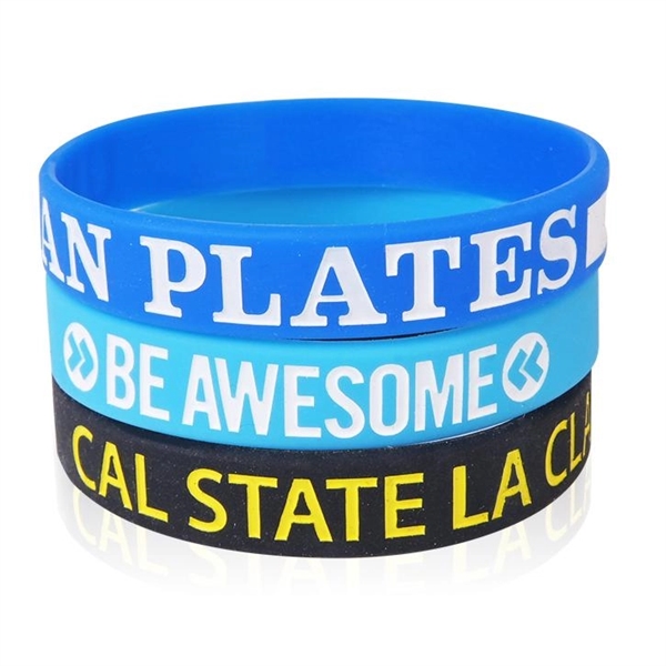 Custom 1/2" Width Custom Logo Silicone Wristbands