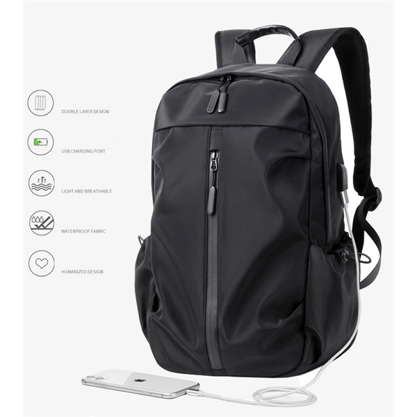 Waterproof Laptop Backpack Business Leisure Schoolbag - Waterproof Laptop Backpack Business Leisure Schoolbag - Image 3 of 6