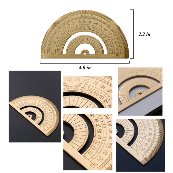 Retro Portable Brass Protractor - Laser Engraved - Retro Portable Brass Protractor - Laser Engraved - Image 1 of 1