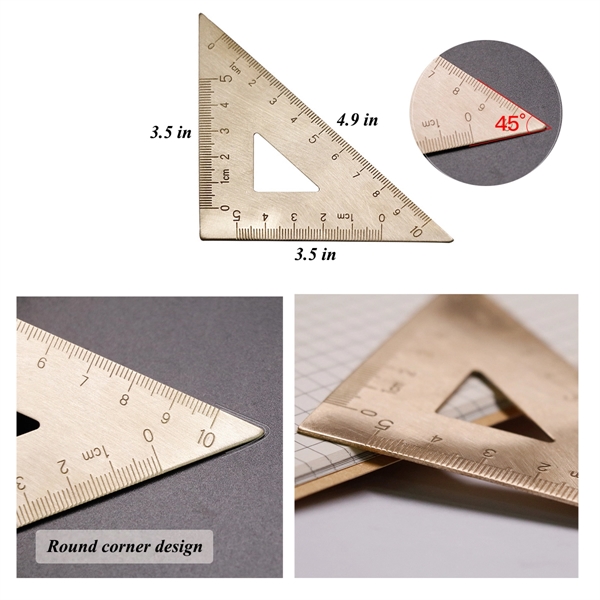 Retro Brass 45 Degree Triangle Ruler - Laser Engraved - Retro Brass 45 Degree Triangle Ruler - Laser Engraved - Image 1 of 1