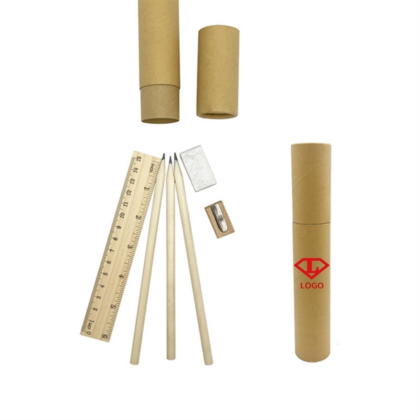 6 In 1 Stationary Set Pencils Ruler Eraser Sharpener - 6 In 1 Stationary Set Pencils Ruler Eraser Sharpener - Image 0 of 4