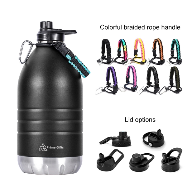 Gallon Water Jug with Carabiner and Lid Rope Handle 128oz - Gallon Water Jug with Carabiner and Lid Rope Handle 128oz - Image 1 of 4