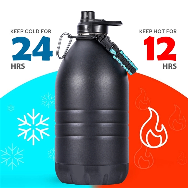 Gallon Water Jug with Carabiner and Lid Rope Handle 128oz - Gallon Water Jug with Carabiner and Lid Rope Handle 128oz - Image 3 of 4