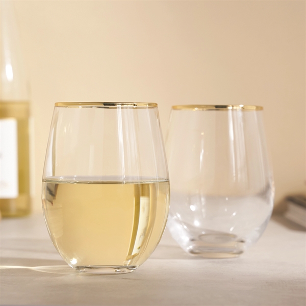 Gilded Stemless Wine Glass Set by Twine - Gilded Stemless Wine Glass Set by Twine - Image 3 of 3