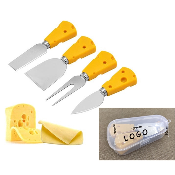 4 Pieces Of Cutlery In The Shape Of Cheese Handles With Box