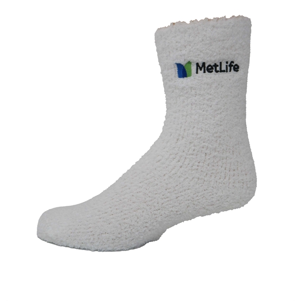 Fuzzy Crew Socks with Direct Embroidery - Fuzzy Crew Socks with Direct Embroidery - Image 1 of 6