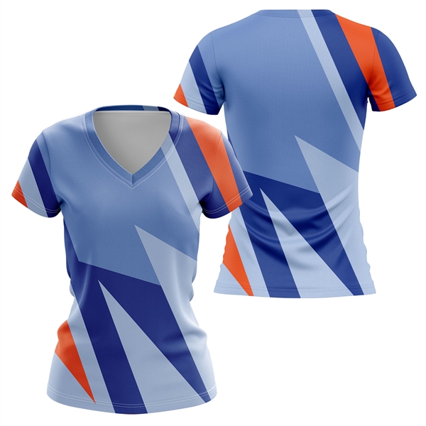 Women's 150 GSM Flashed V Fabric Short Sleeve V-Neck T-Shirt - Women's 150 GSM Flashed V Fabric Short Sleeve V-Neck T-Shirt - Image 2 of 3