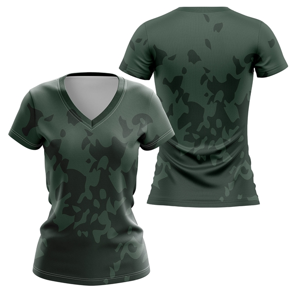 Women's 150 GSM Flashed V Fabric Short Sleeve V-Neck T-Shirt - Women's 150 GSM Flashed V Fabric Short Sleeve V-Neck T-Shirt - Image 3 of 3