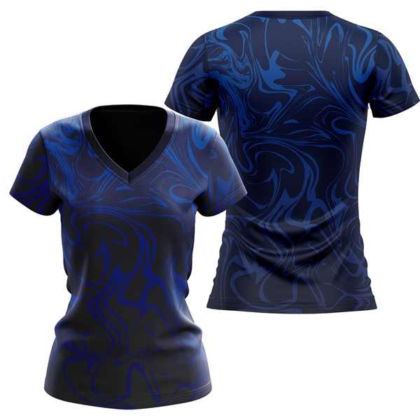 Women's 180 GSM Jersey Knit Cotton Feel V-Neck T-Shirt - Women's 180 GSM Jersey Knit Cotton Feel V-Neck T-Shirt - Image 3 of 3