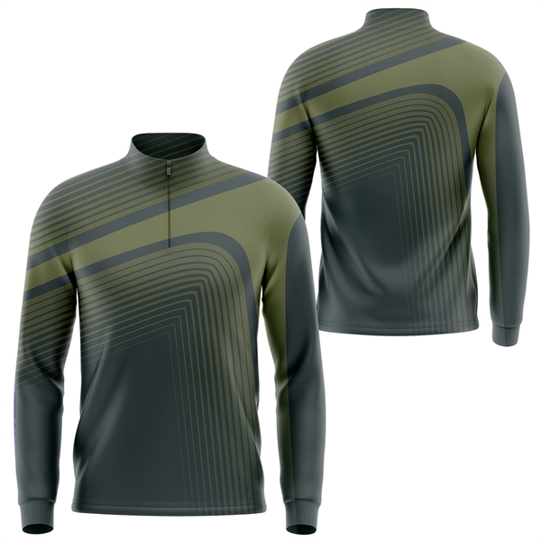 Unisex 150 GSM Jacquard Mesh Quarter Zipper Sweatshirt - Unisex 150 GSM Jacquard Mesh Quarter Zipper Sweatshirt - Image 3 of 3
