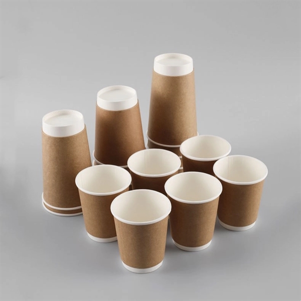 8oz 12oz 16oz Disposable Double-Wall Paper Cup With Lids - 8oz 12oz 16oz Disposable Double-Wall Paper Cup With Lids - Image 1 of 4