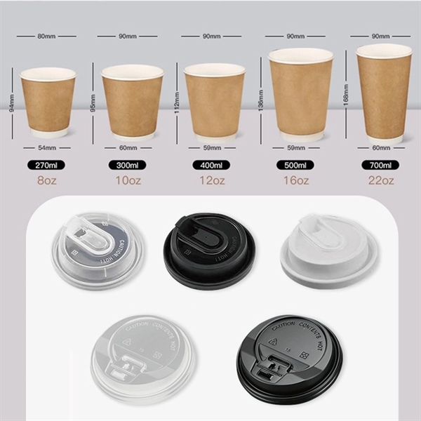 8oz 12oz 16oz Disposable Double-Wall Paper Cup With Lids - 8oz 12oz 16oz Disposable Double-Wall Paper Cup With Lids - Image 4 of 4