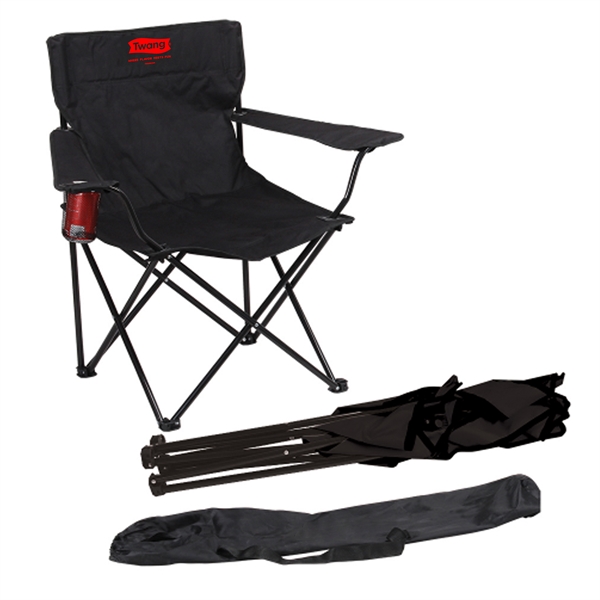 Portable Folding Chair w/ Cup Holder& Carry Bag,Holds 225lbs - Portable Folding Chair w/ Cup Holder& Carry Bag,Holds 225lbs - Image 4 of 7