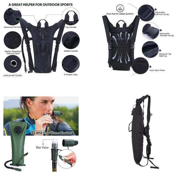 Hydration Pack Backpack with 3L Bladder - Hydration Pack Backpack with 3L Bladder - Image 1 of 2