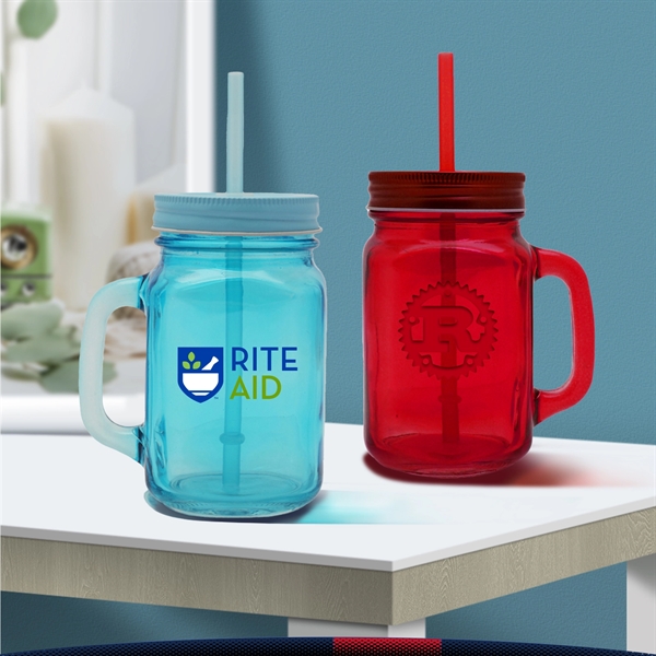 15 oz. Water Jars With Straw - 15 oz. Water Jars With Straw - Image 1 of 6