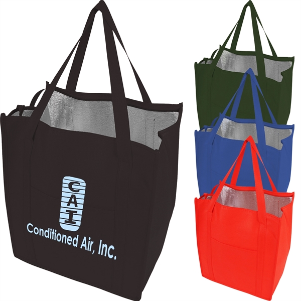 Non-Woven Insulated zipper Grocery Tote Bag (13"X15"X9") - Non-Woven Insulated zipper Grocery Tote Bag (13"X15"X9") - Image 1 of 5
