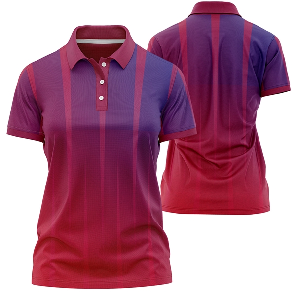 Women's 180 GSM Jersey Knit Cotton Feel  Polo T-Shirt - Women's 180 GSM Jersey Knit Cotton Feel  Polo T-Shirt - Image 2 of 3
