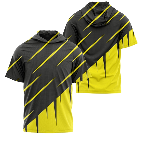 Unisex 180 GSM Cotton Feel Sublimation Hooded T-Shirt - Unisex 180 GSM Cotton Feel Sublimation Hooded T-Shirt - Image 2 of 3