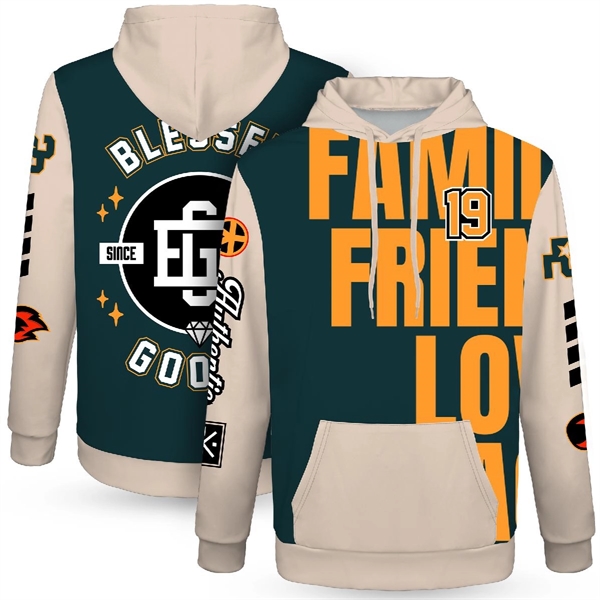 MEN'S CUSTOM SUBLIMATED LONG SLEEVE HOODED SWEATSHIRT - MEN'S CUSTOM SUBLIMATED LONG SLEEVE HOODED SWEATSHIRT - Image 4 of 4