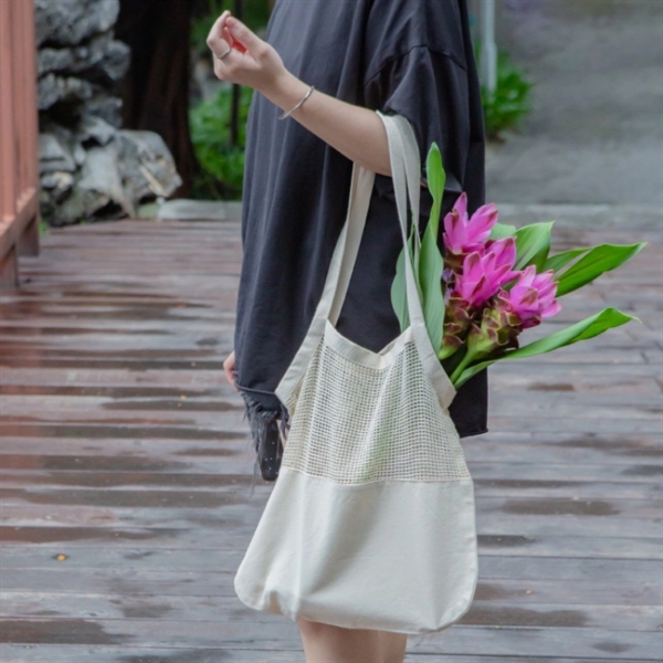 Shopping Bag Reusable Cotton Grocery Mesh Tote - Shopping Bag Reusable Cotton Grocery Mesh Tote - Image 2 of 2