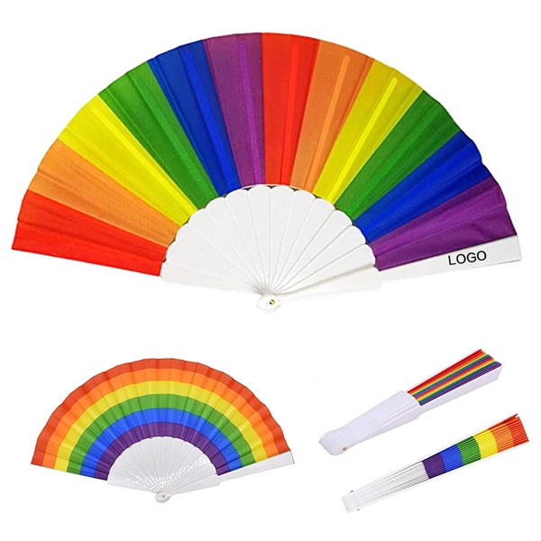 Rainbow Folding Colorful HandHeld Fans for Party - Rainbow Folding Colorful HandHeld Fans for Party - Image 0 of 3