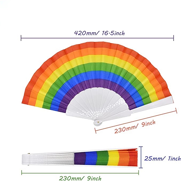 Rainbow Folding Colorful HandHeld Fans for Party - Rainbow Folding Colorful HandHeld Fans for Party - Image 1 of 3