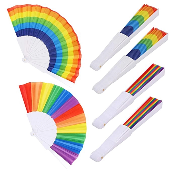 Rainbow Folding Colorful HandHeld Fans for Party - Rainbow Folding Colorful HandHeld Fans for Party - Image 2 of 3