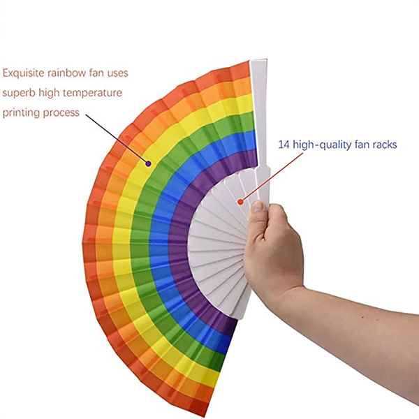Rainbow Folding Colorful HandHeld Fans for Party - Rainbow Folding Colorful HandHeld Fans for Party - Image 3 of 3