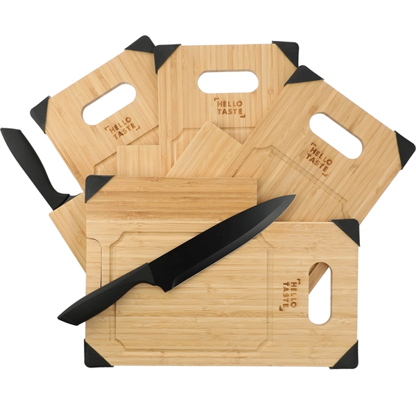 Bamboo Cutting Board with Knife - Bamboo Cutting Board with Knife - Image 5 of 7