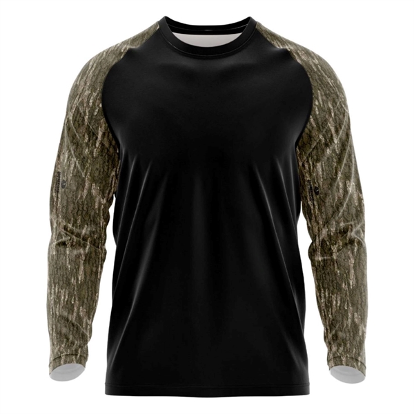 Mossy Oak® Mens Polyester Interlock Raglan Long Sleeve Shirt - Mossy Oak® Mens Polyester Interlock Raglan Long Sleeve Shirt - Image 3 of 12