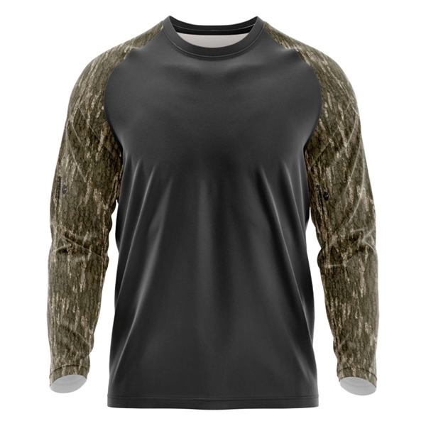 Mossy Oak® Mens Polyester Interlock Raglan Long Sleeve Shirt - Mossy Oak® Mens Polyester Interlock Raglan Long Sleeve Shirt - Image 4 of 12