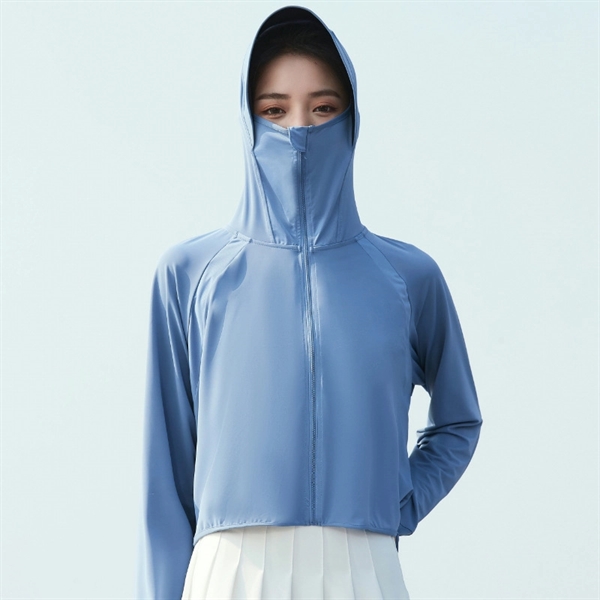 Sun Protection Jacket Hoodie Cooling Shirt with Face Mask - Sun Protection Jacket Hoodie Cooling Shirt with Face Mask - Image 3 of 4