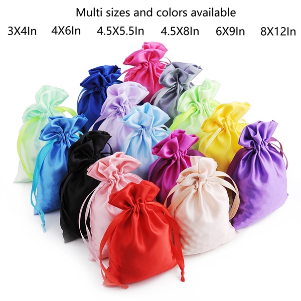 Multi-Size Drawstring Satin Gift Bag - Multi-Size Drawstring Satin Gift Bag - Image 1 of 9