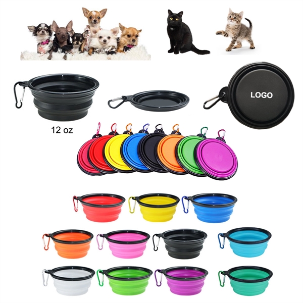 12oz Portable Collapsible Pet Bowl Carabiner Clip
