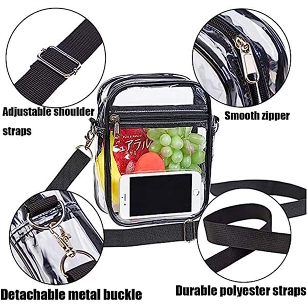 Stadium Approved Clear PVC Transparent Crossbody Bag - Stadium Approved Clear PVC Transparent Crossbody Bag - Image 3 of 14