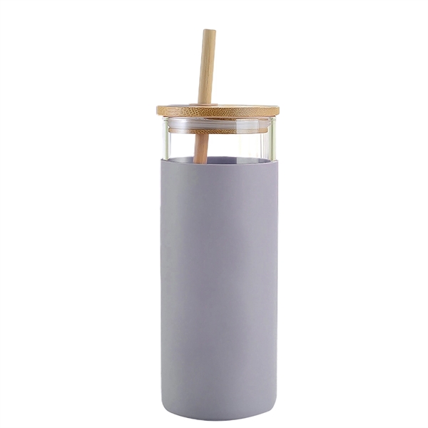 Nordic Glass Tumbler w/Silicone Cover, Bamboo Straw and Lid - Nordic Glass Tumbler w/Silicone Cover, Bamboo Straw and Lid - Image 2 of 8
