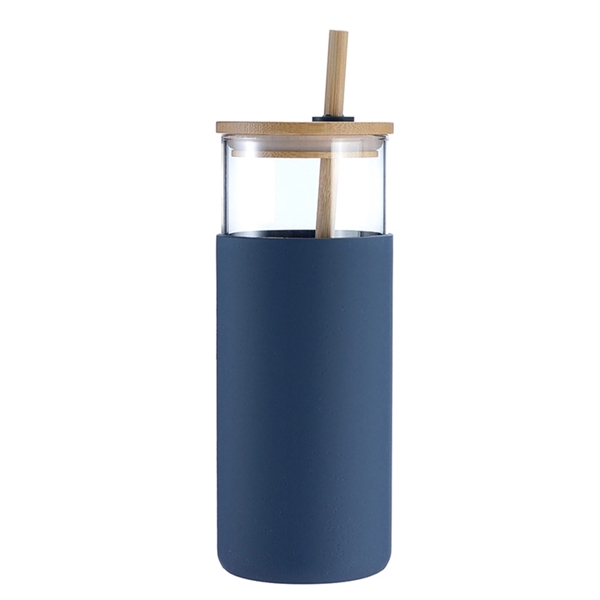 Nordic Glass Tumbler w/Silicone Cover, Bamboo Straw and Lid - Nordic Glass Tumbler w/Silicone Cover, Bamboo Straw and Lid - Image 3 of 8