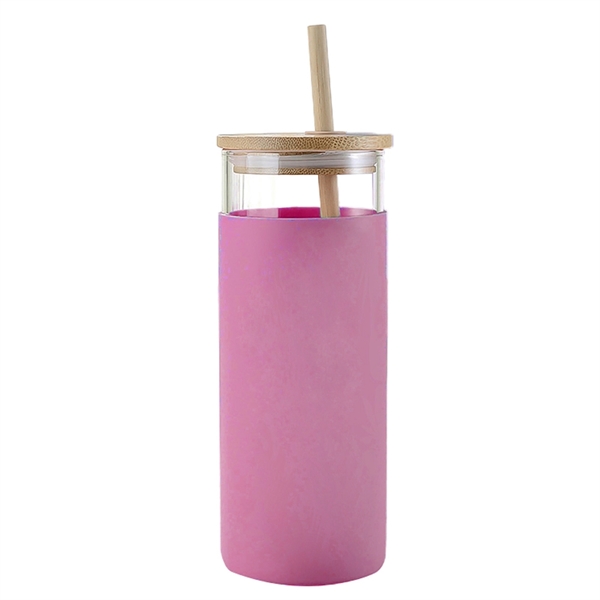 Nordic Glass Tumbler w/Silicone Cover, Bamboo Straw and Lid - Nordic Glass Tumbler w/Silicone Cover, Bamboo Straw and Lid - Image 4 of 8