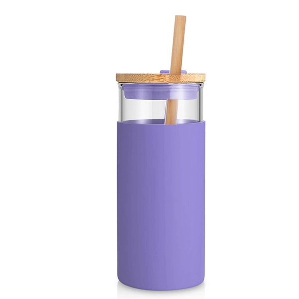 Nordic Glass Tumbler w/Silicone Cover, Bamboo Straw and Lid - Nordic Glass Tumbler w/Silicone Cover, Bamboo Straw and Lid - Image 5 of 8