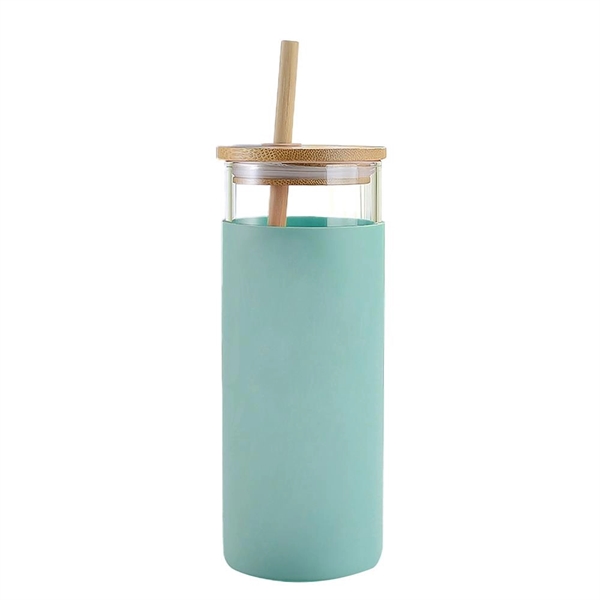 Nordic Glass Tumbler w/Silicone Cover, Bamboo Straw and Lid - Nordic Glass Tumbler w/Silicone Cover, Bamboo Straw and Lid - Image 6 of 8