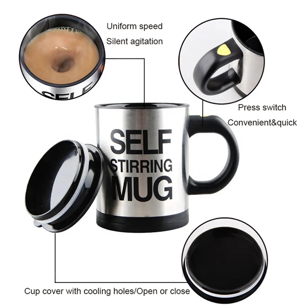 BlendMaster Self-Stirring Stainless Steel coffee mug 13.5 Oz - BlendMaster Self-Stirring Stainless Steel coffee mug 13.5 Oz - Image 7 of 8