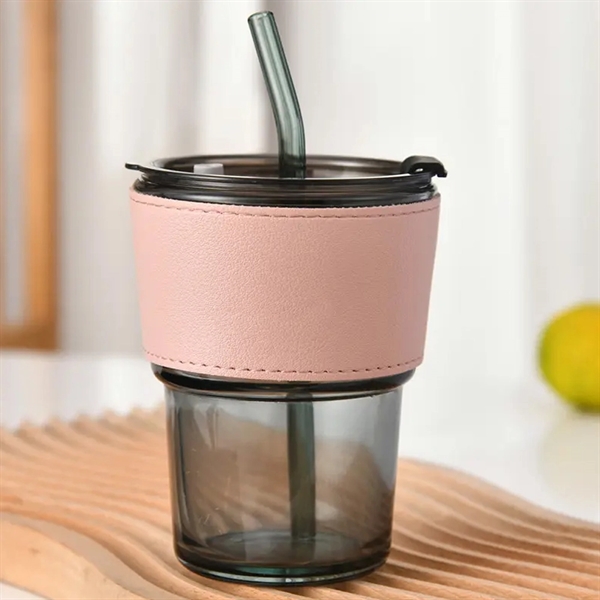 Nordic Leatherette Cover Glass - 15.2 oz w/Lid & Straw - Nordic Leatherette Cover Glass - 15.2 oz w/Lid & Straw - Image 3 of 4